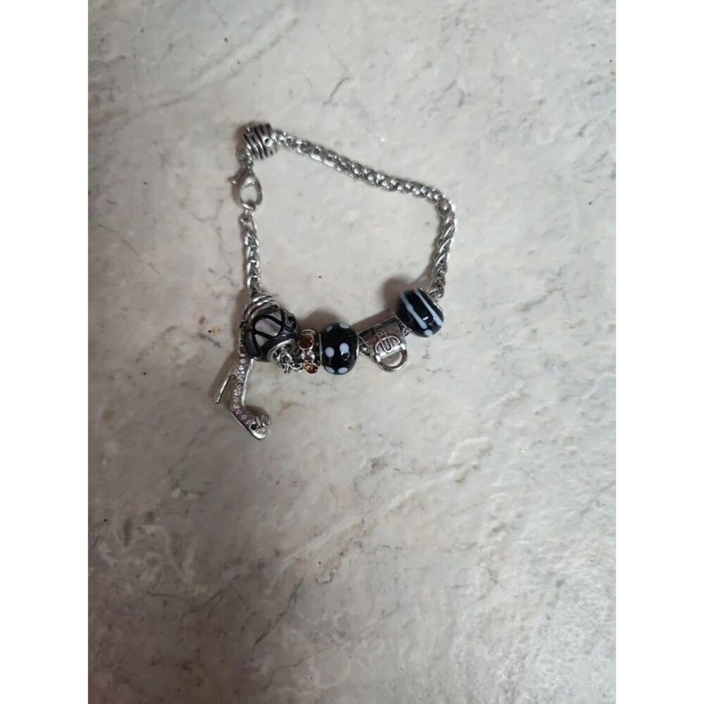 Art glass hand made beads and design charm bracelet